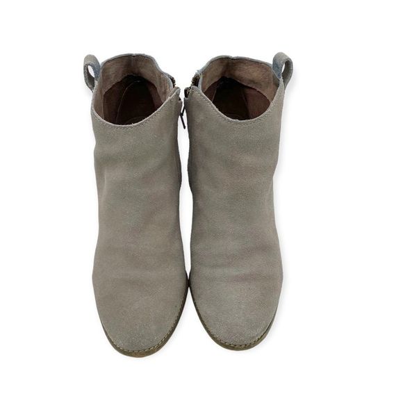 ☀️SALE☀️ Chelsea Crew Grey Leather Suede Western Block Heel Booties Size: 9 (40) - Picture 4 of 8